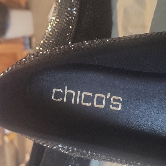 CHICOS Rhinestone Loafers~ 7M Black - Picture 2 of 8